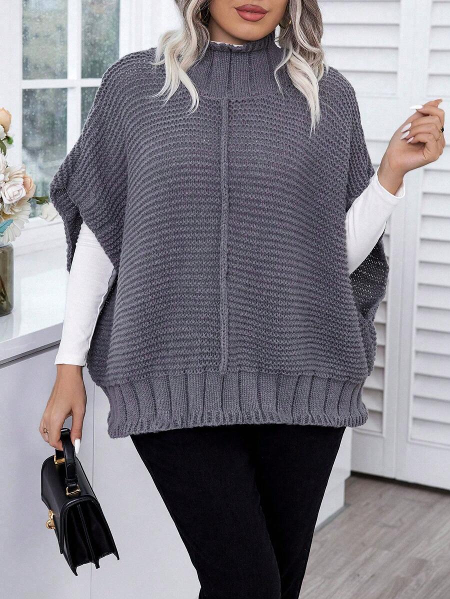 Half High Collar Batwing Sleeve Knit Top