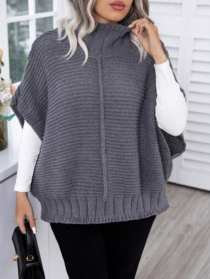 Half High Collar Batwing Sleeve Knit Top