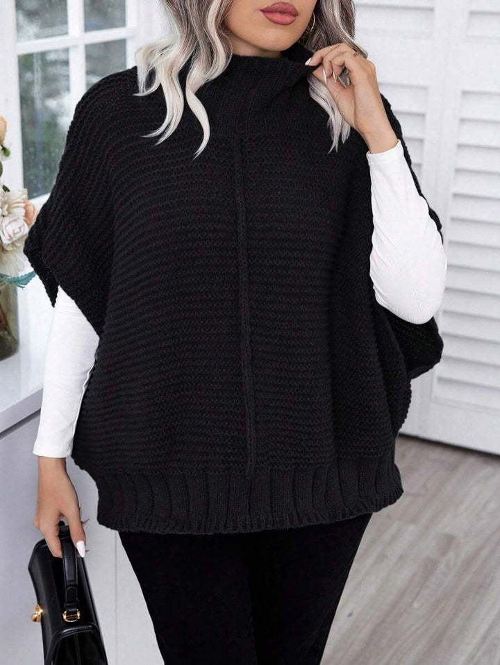 Half High Collar Batwing Sleeve Knit Top