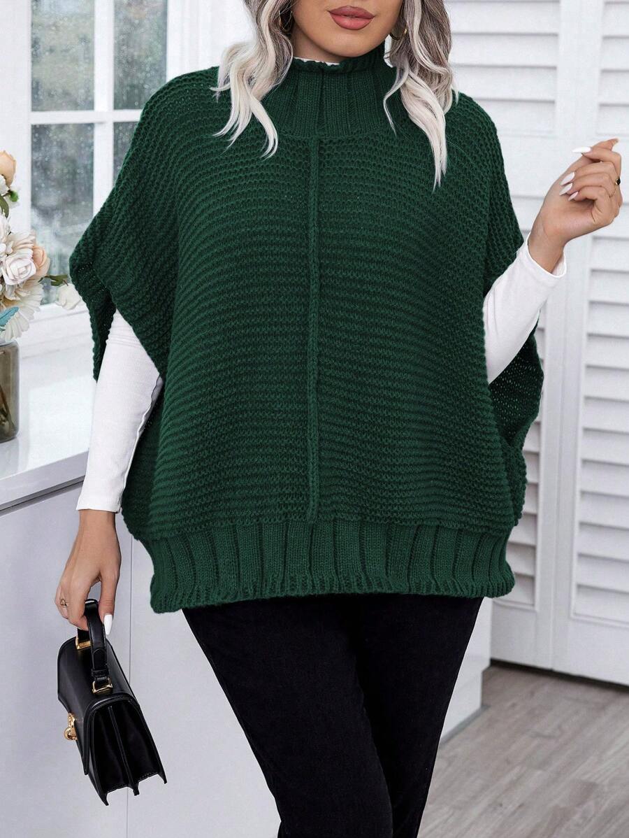 Half High Collar Batwing Sleeve Knit Top