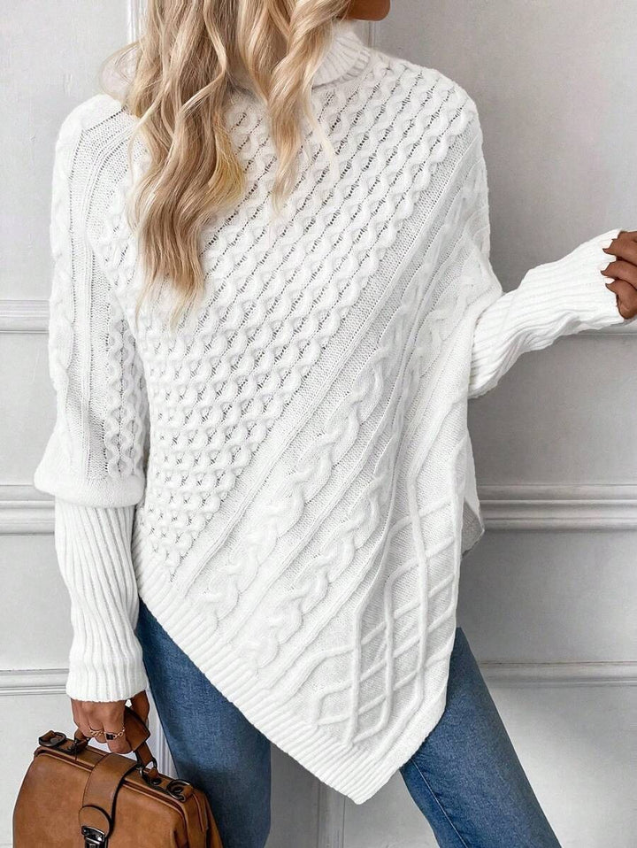 Irregular Hem Pullover Sweater With Hood