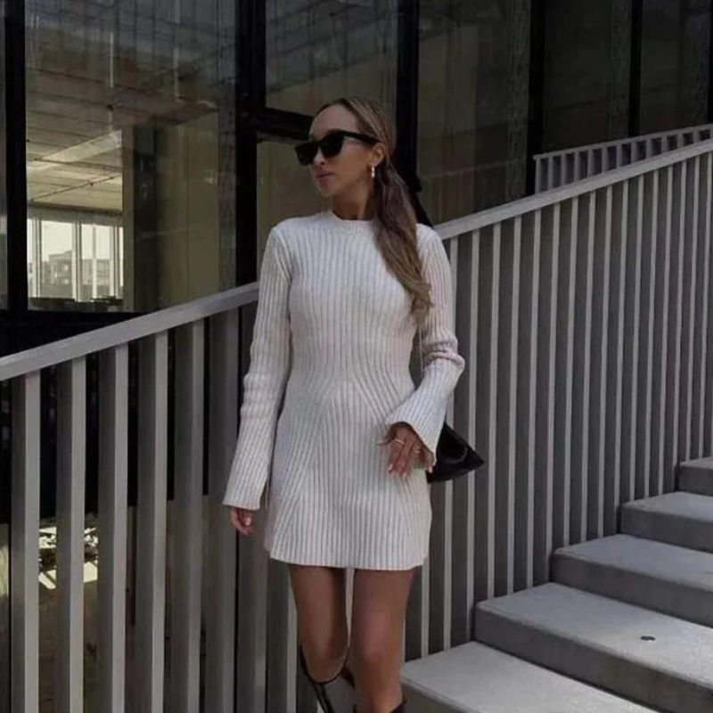 Knitted Full Sleeve Mini Dress