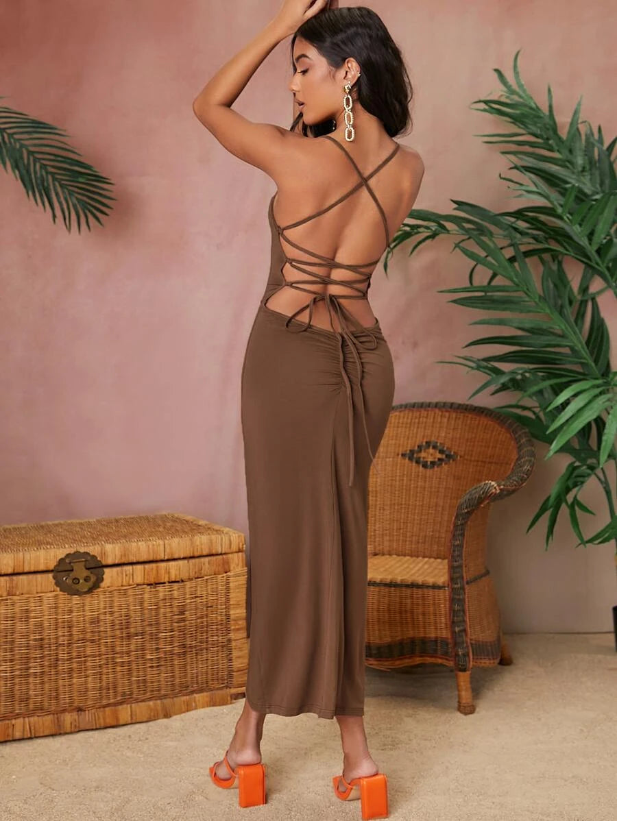 Cami-Kleid mit schmaler Passform und Schnürung