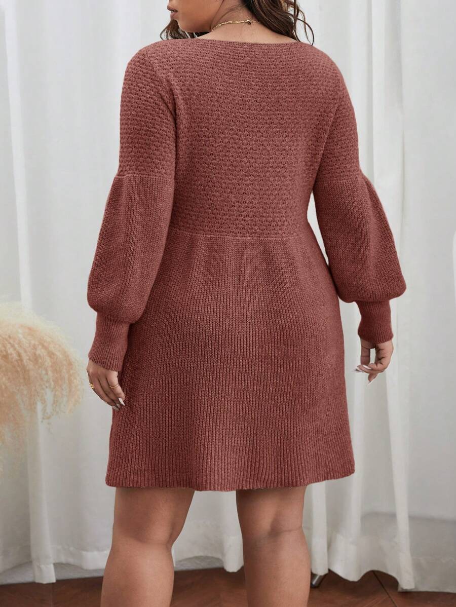 Lantern Sleeve Sweater Dress