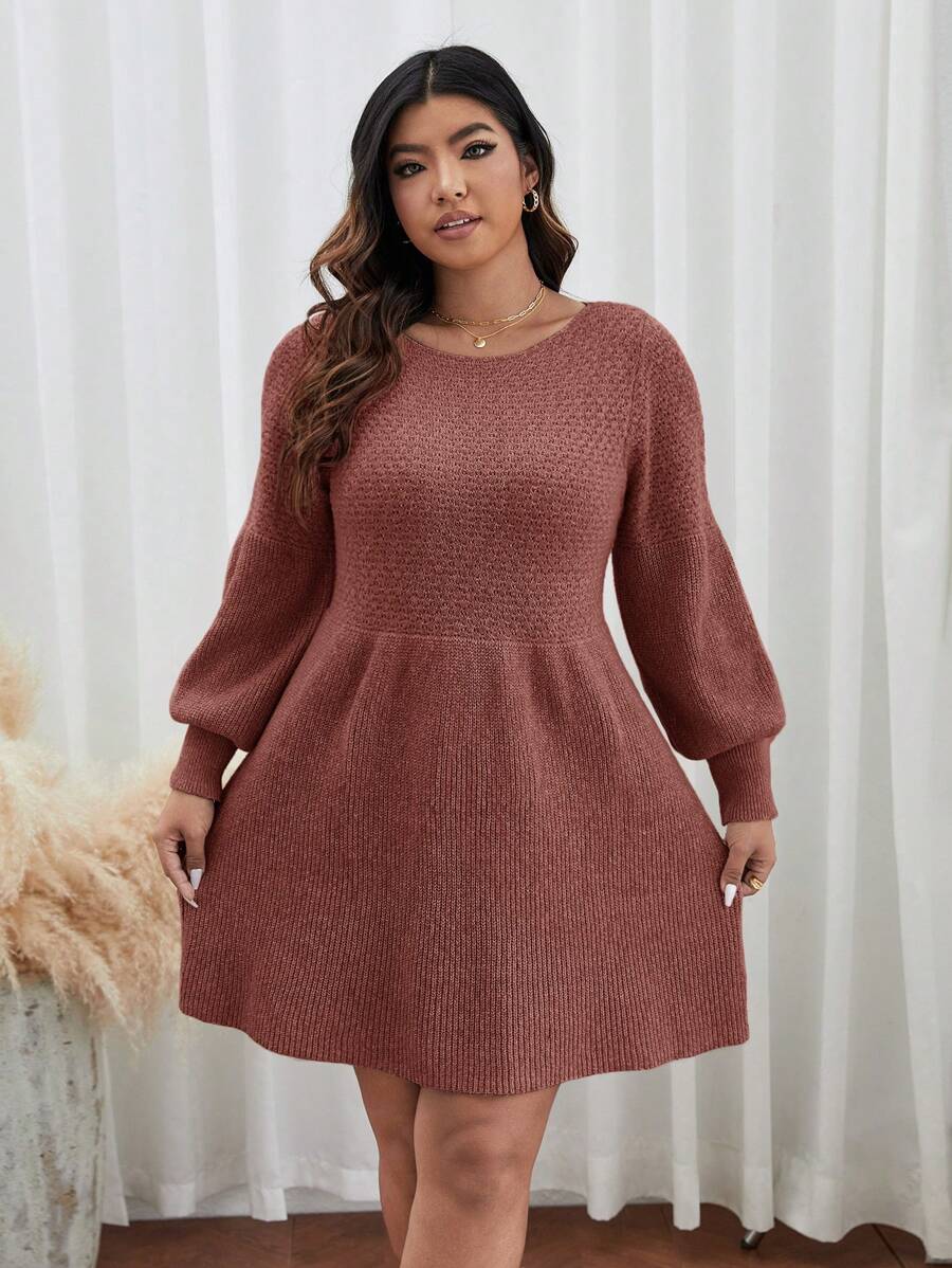 Lantern Sleeve Sweater Dress