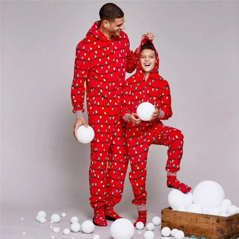 Light Bulbs Pattern Matching Christmas Family Jumpsuit Sets