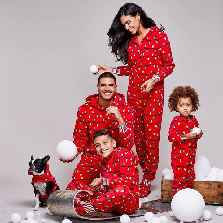 Light Bulbs Pattern Matching Christmas Family Jumpsuit Sets