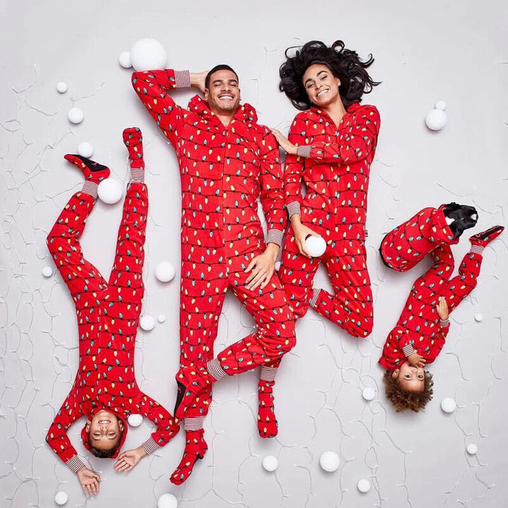 Light Bulbs Pattern Matching Christmas Family Jumpsuit Sets