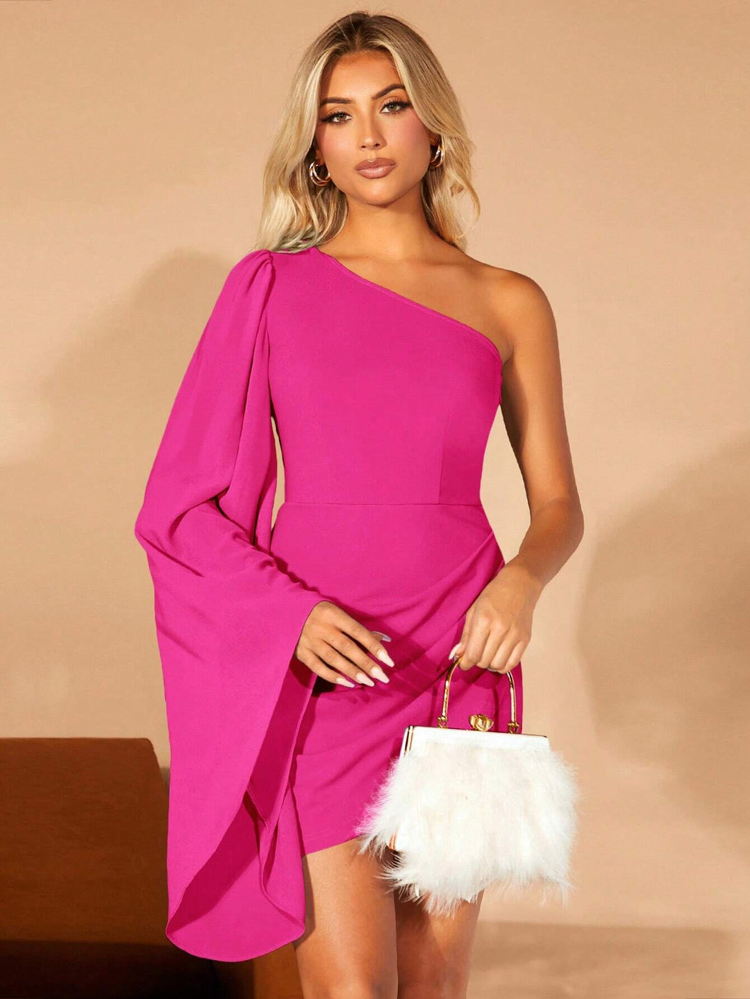 Barbie Long Sleeve Plain Mini Dress
