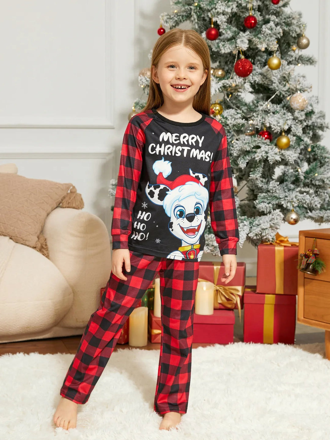 Merry Christmas Plaid Family Matching Pajama Set