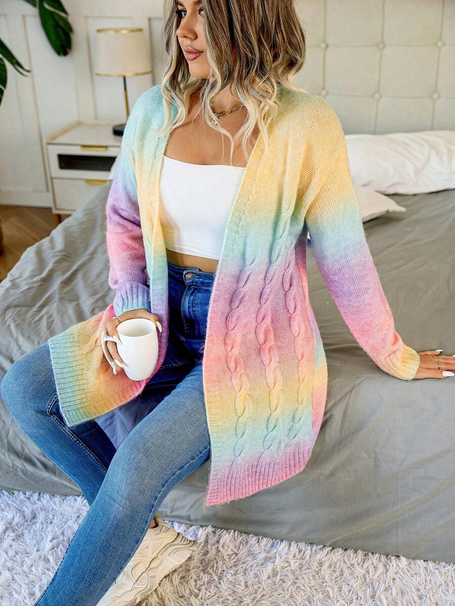 Ombre Cable Knit Duster Cardigan