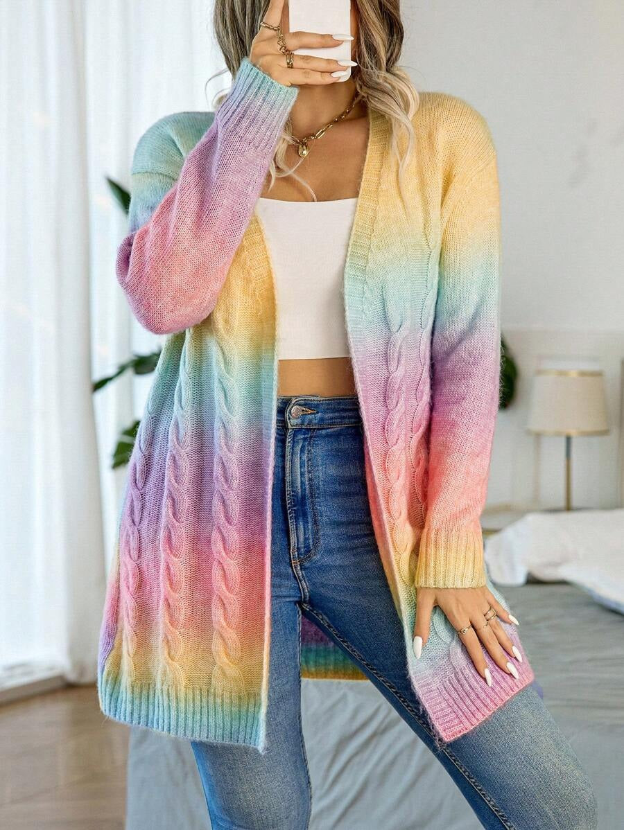 Ombre Cable Knit Duster Cardigan