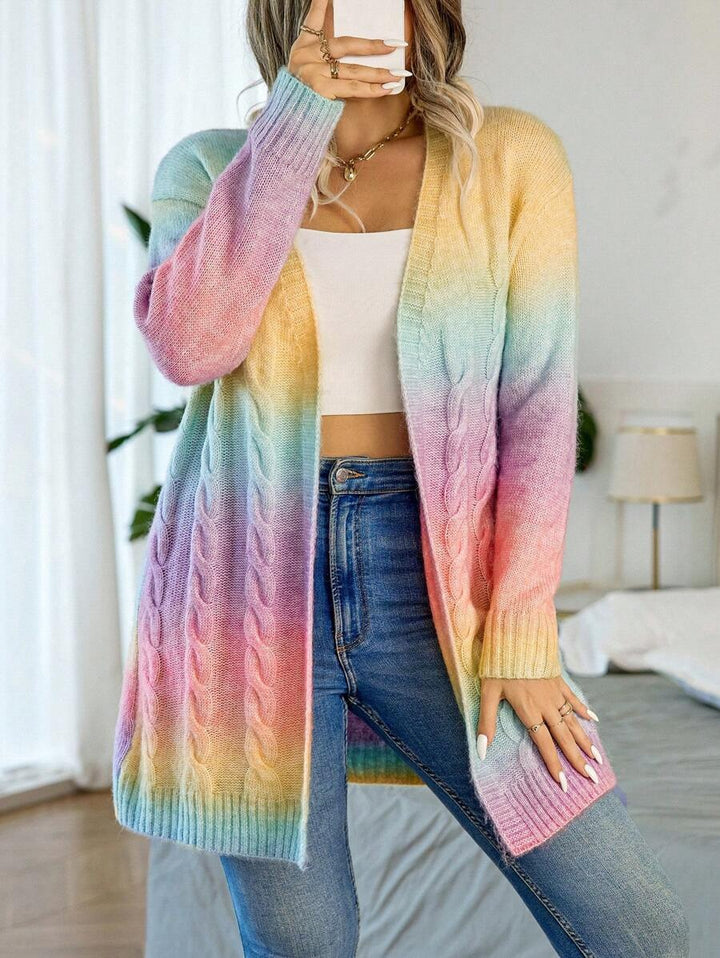 Ombre Cable Knit Duster Cardigan