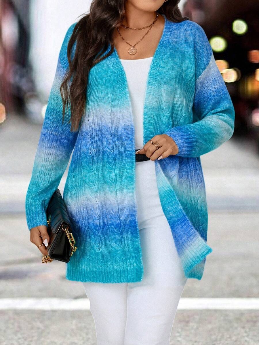 Ombre Cable Knit Duster Cardigan