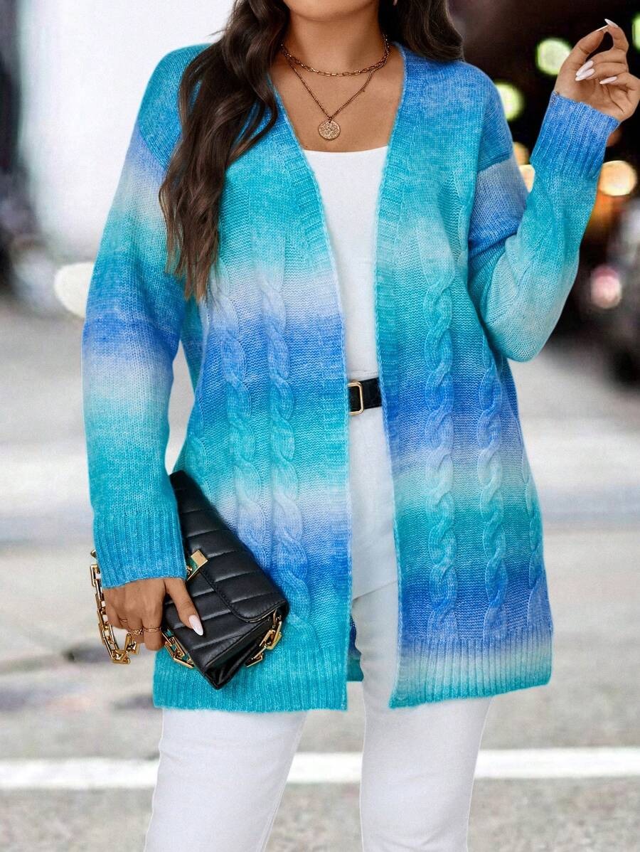 Ombre Cable Knit Duster Cardigan