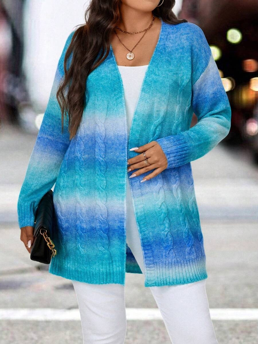 Ombre Cable Knit Duster Cardigan