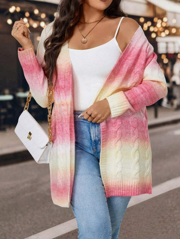 Ombre Cable Knit Duster Cardigan