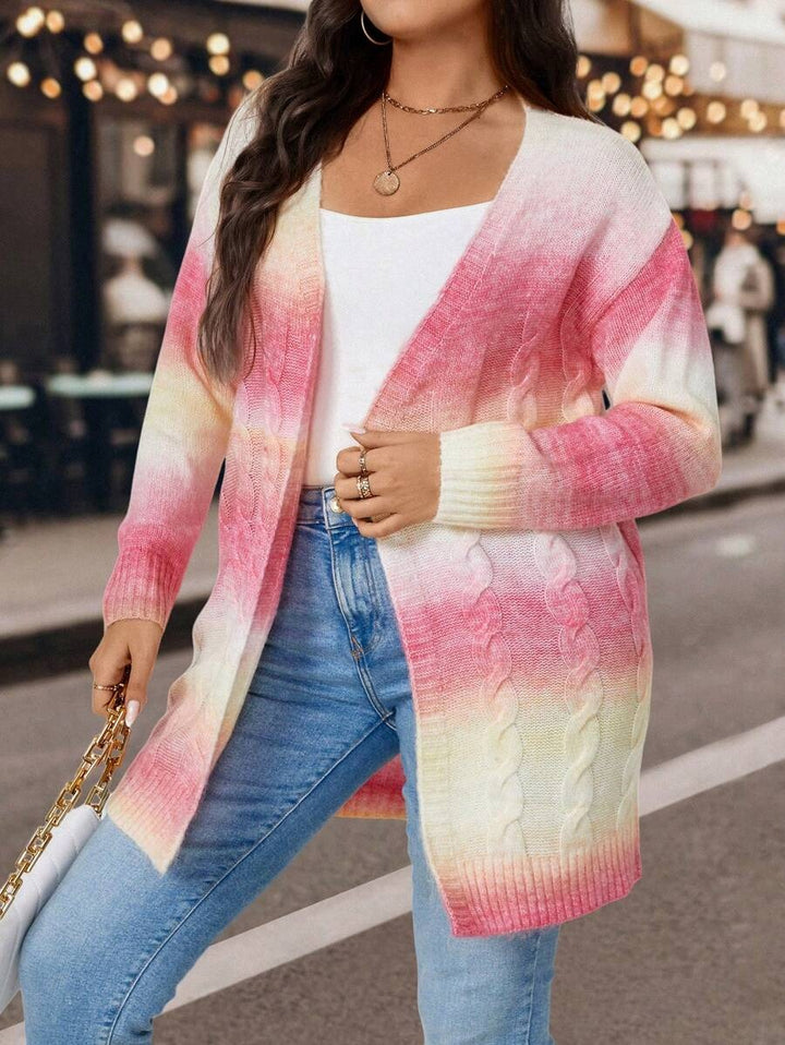 Ombre Cable Knit Duster Cardigan