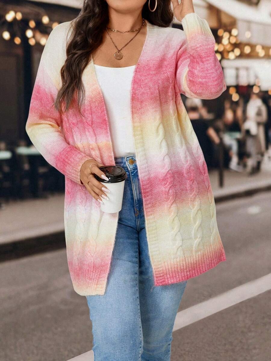 Ombre Cable Knit Duster Cardigan