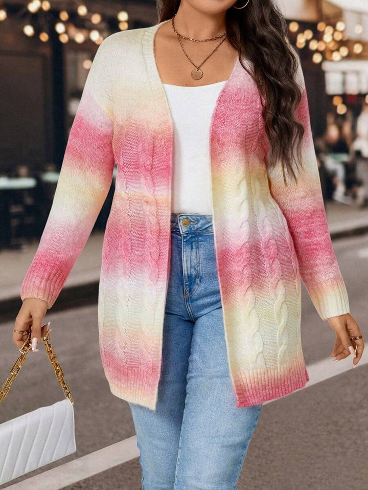 Ombre Cable Knit Duster Cardigan