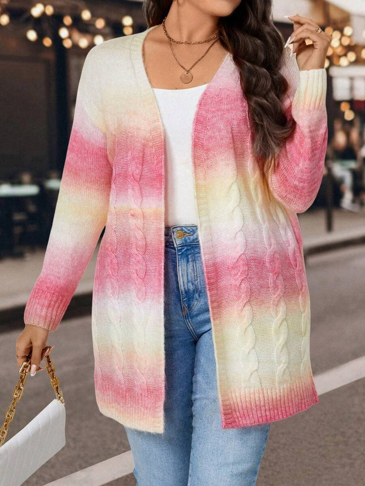 Ombre Cable Knit Duster Cardigan