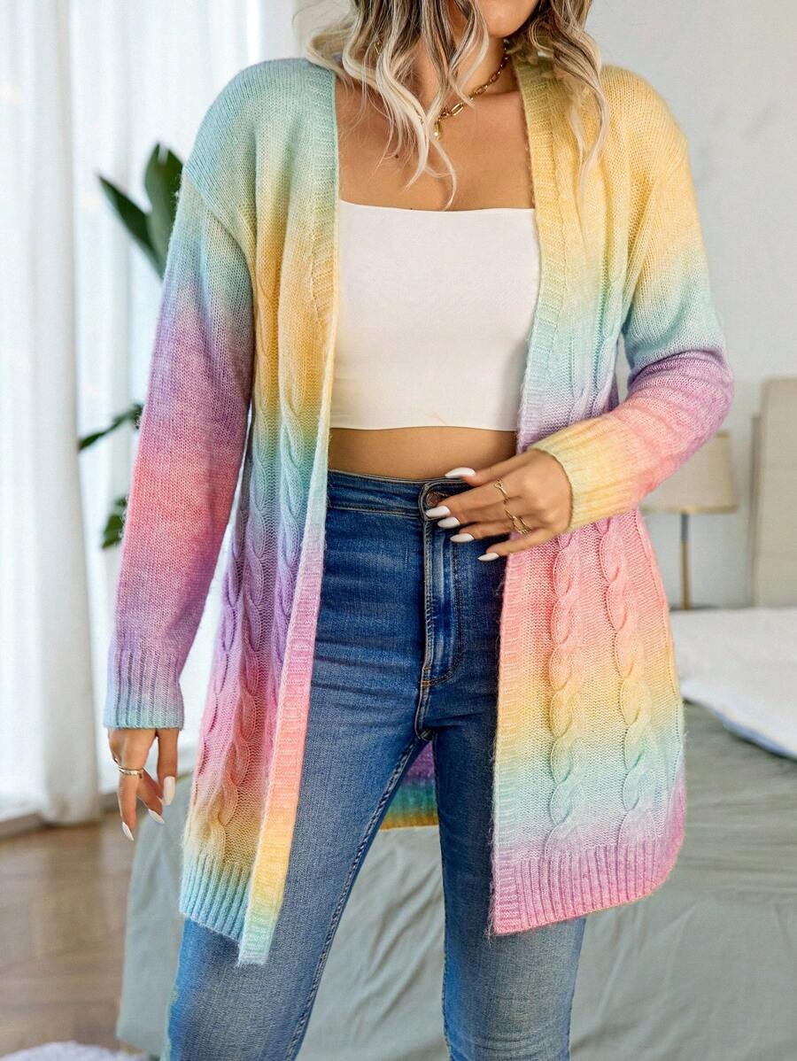 Ombre Cable Knit Duster Cardigan