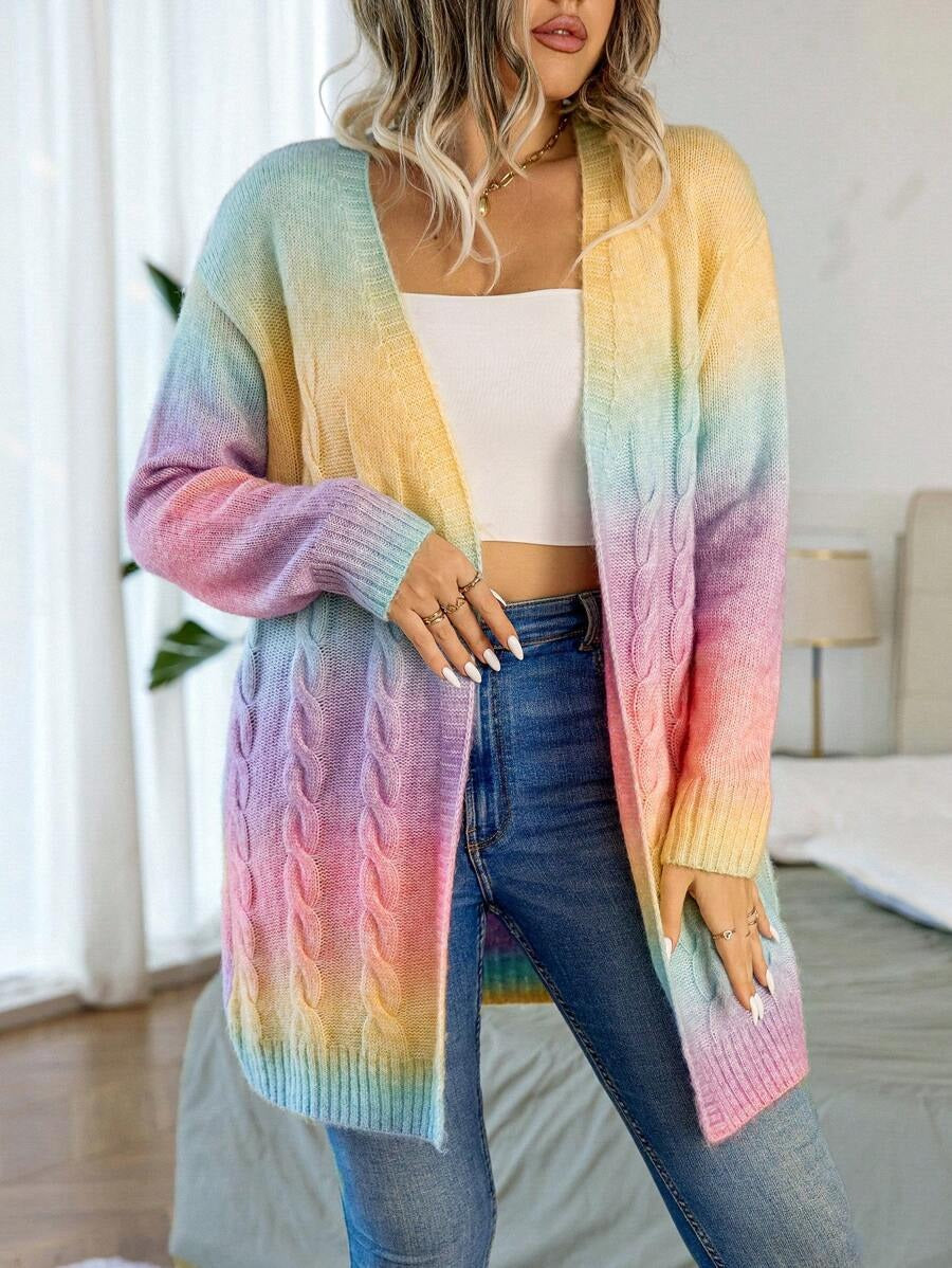 Ombre Cable Knit Duster Cardigan