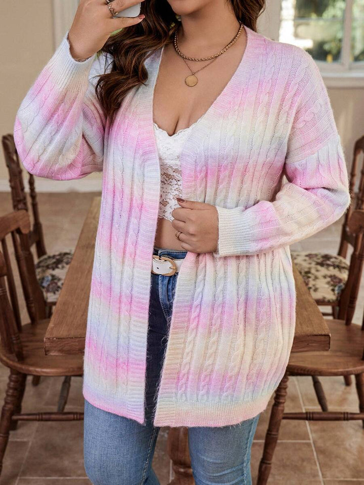 Ombre Pattern Cable Knit Duster Cardigan