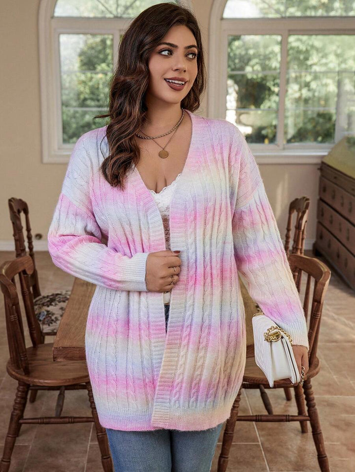 Ombre Pattern Cable Knit Duster Cardigan