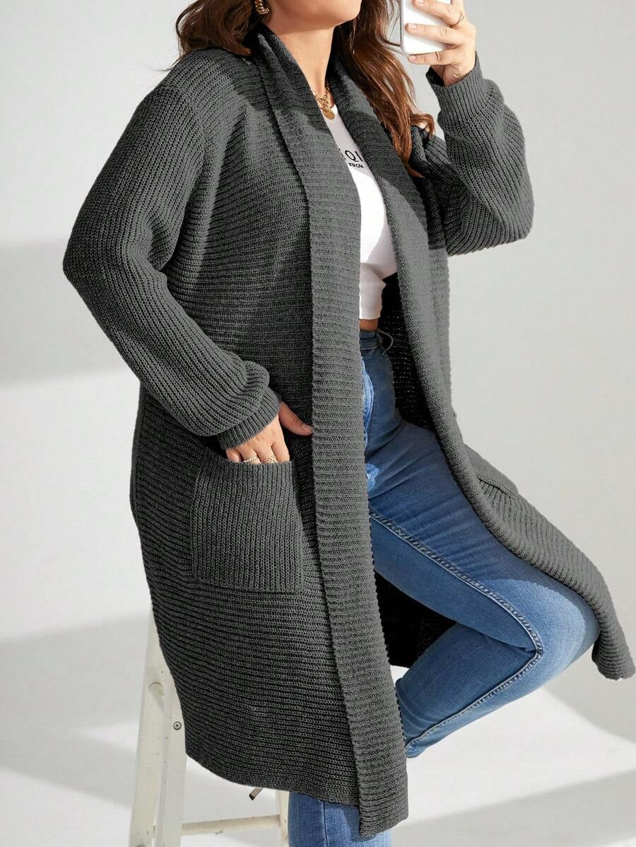 Open Front Dual Pocket Cardigan