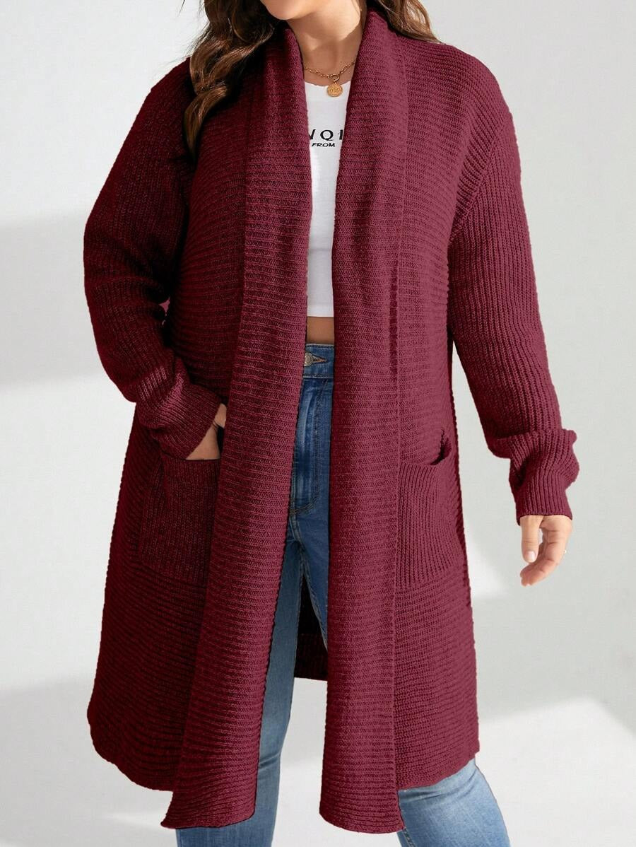 Open Front Dual Pocket Cardigan