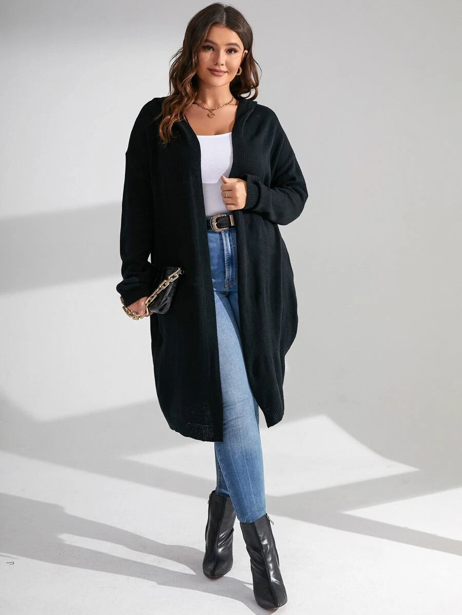 Open Front Hooded Cardigan