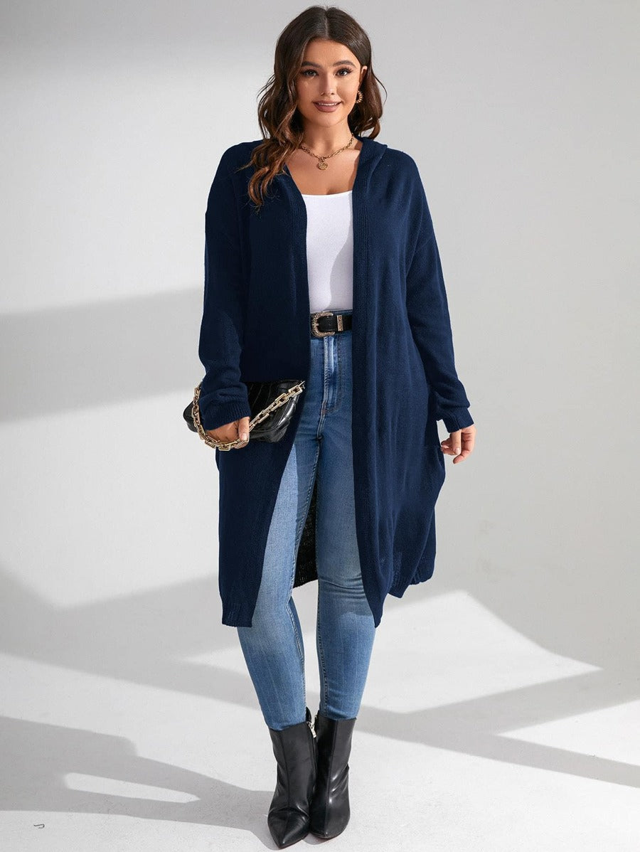 Open Front Hooded Cardigan