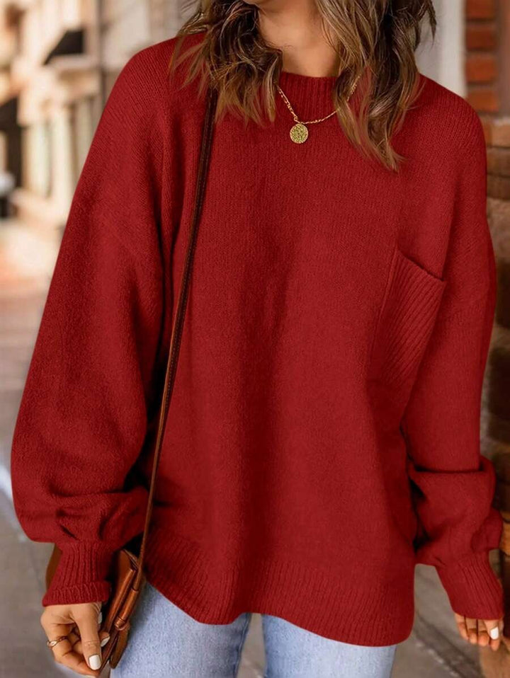 Patched Pocket Drop Shoulder Sweater