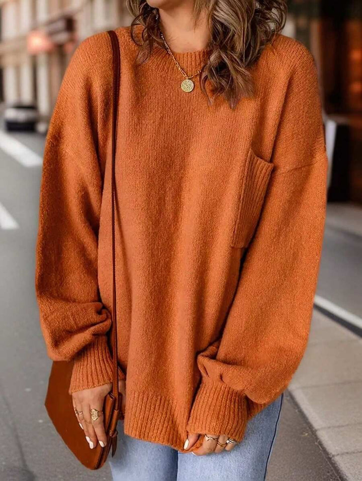 Patched Pocket Drop Shoulder Sweater