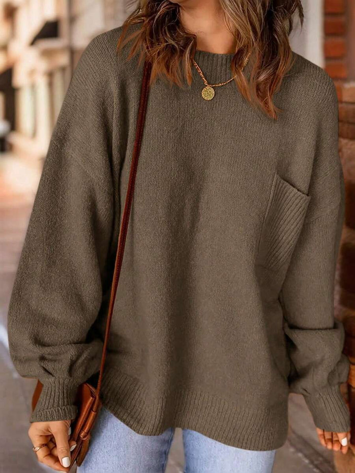 Patched Pocket Drop Shoulder Sweater