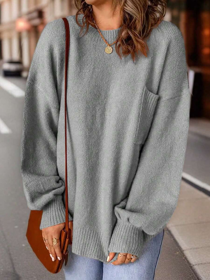 Patched Pocket Drop Shoulder Sweater