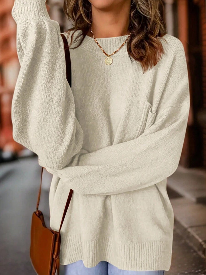 Patched Pocket Drop Shoulder Sweater