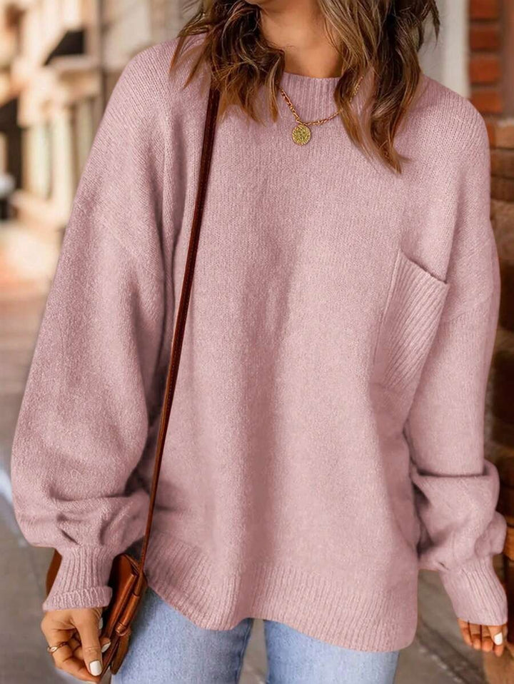 Patched Pocket Drop Shoulder Sweater