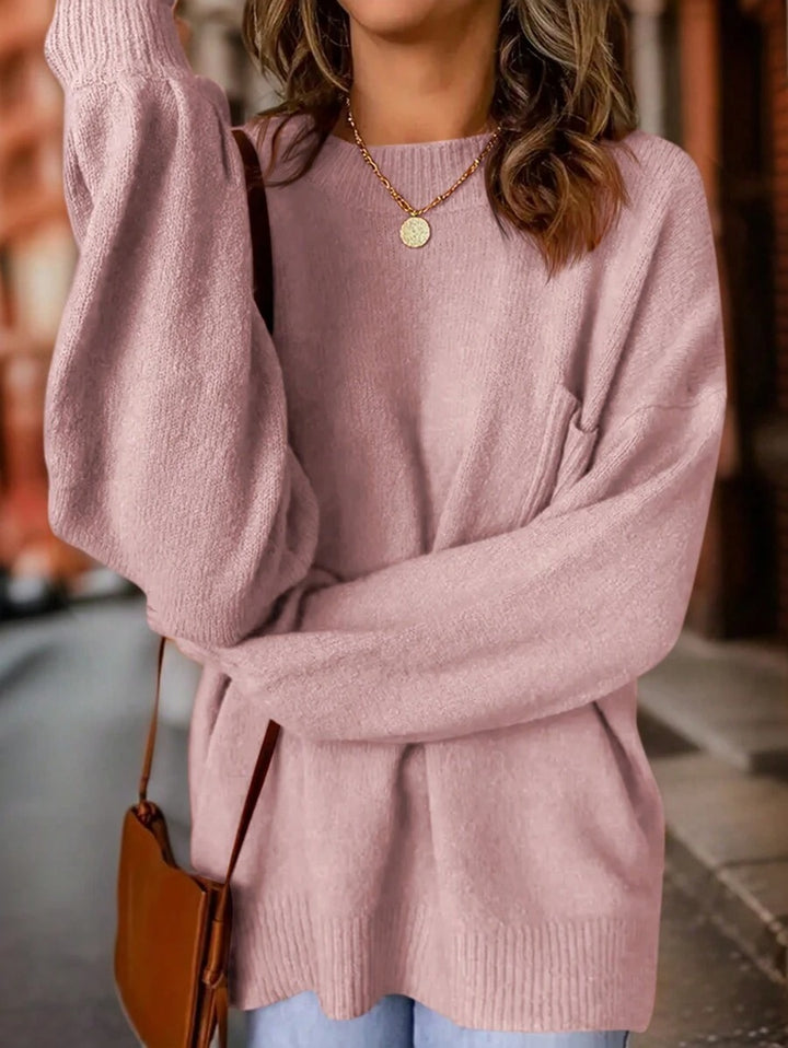 Patched Pocket Drop Shoulder Sweater