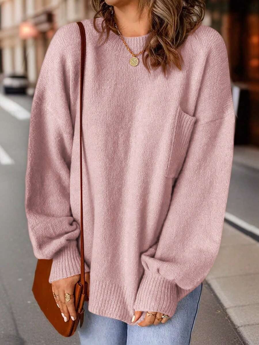 Patched Pocket Drop Shoulder Sweater