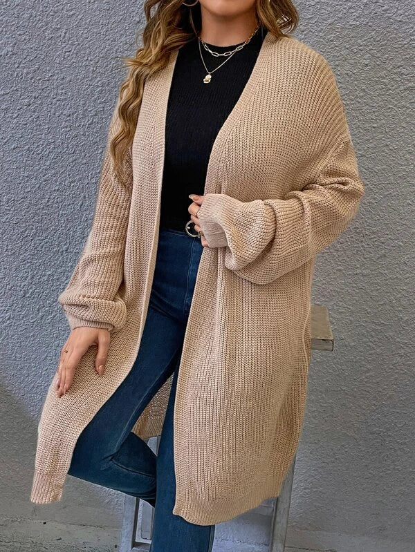 Plain Pattern Open Front Cardigan