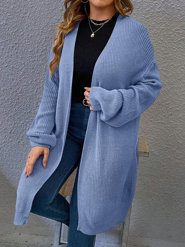 Plain Pattern Open Front Cardigan