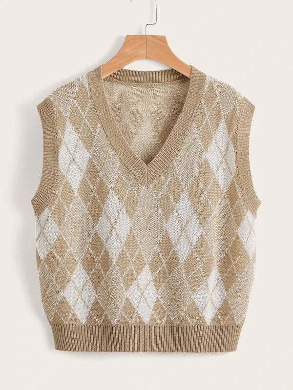 Plus Argyle Pattern Sweater Vest