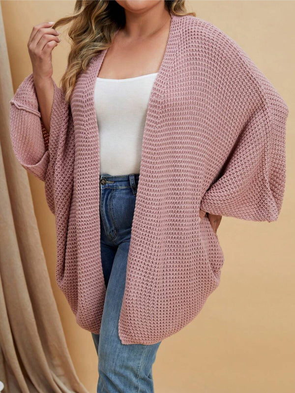 Plus Batwing Long Sleeve Open Front Cardigan