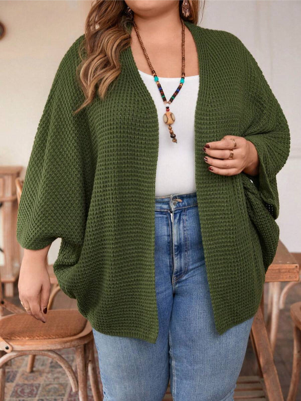 Plus Batwing Long Sleeve Open Front Cardigan