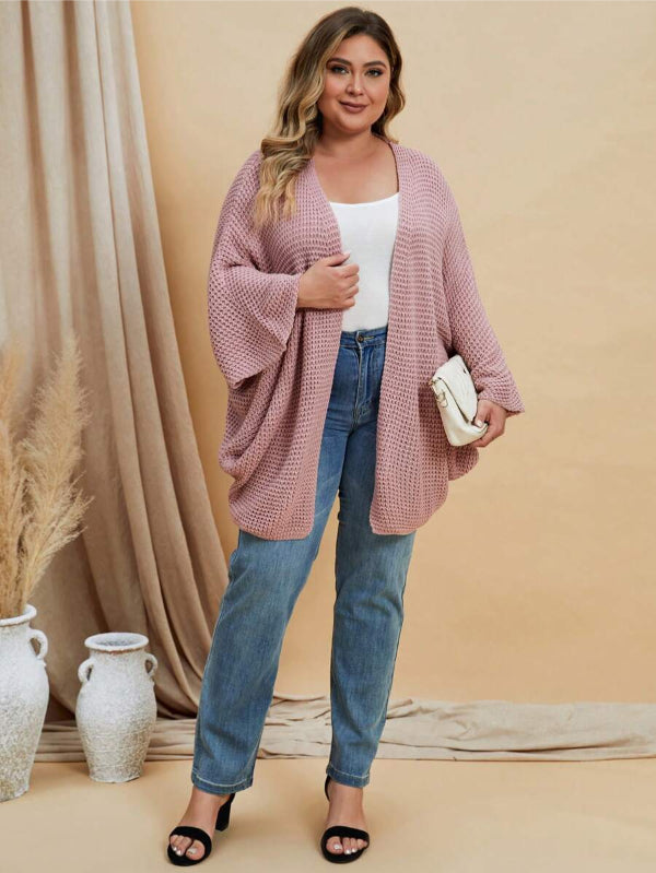 Plus Batwing Long Sleeve Open Front Cardigan