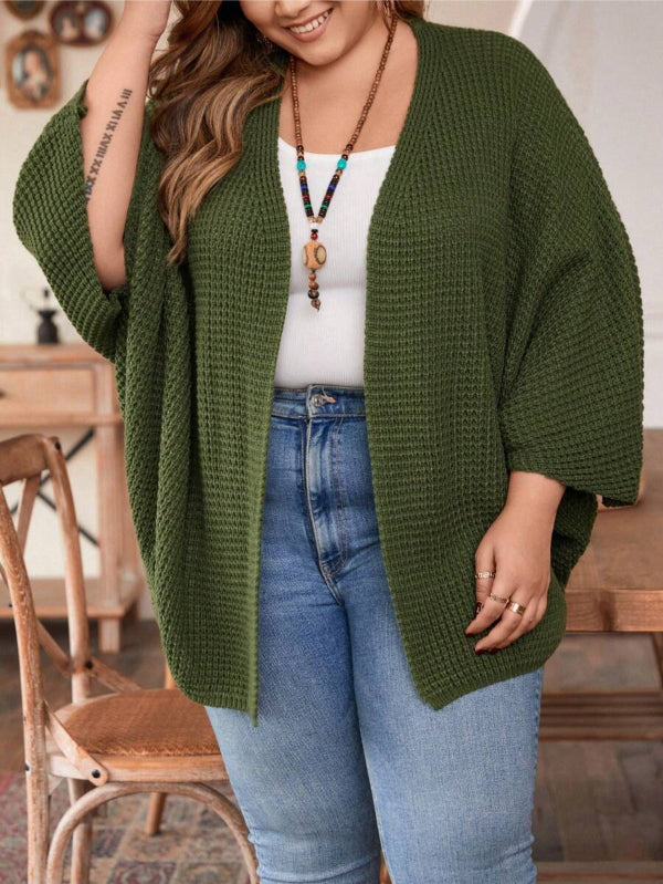 Plus Batwing Long Sleeve Open Front Cardigan