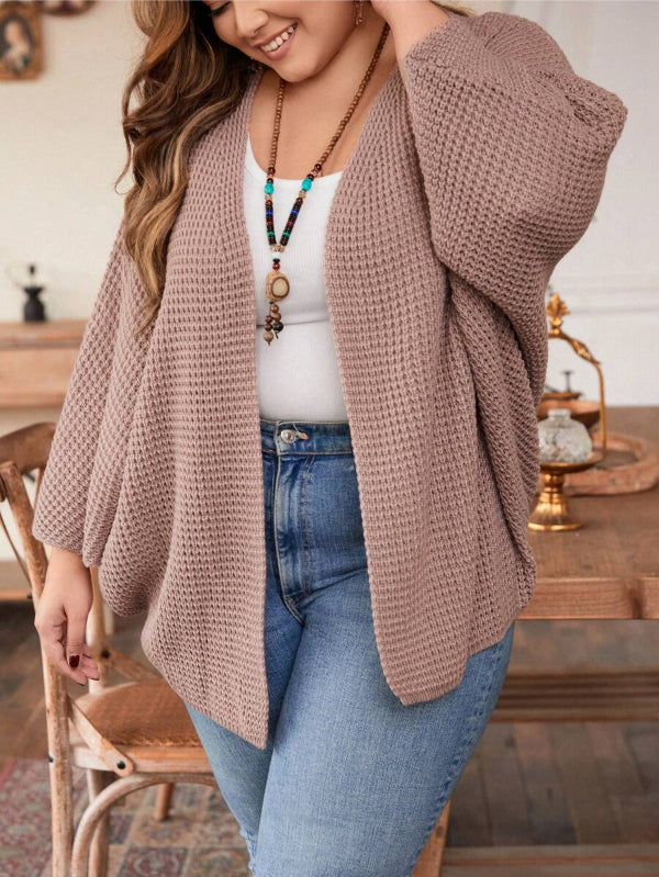 Plus Batwing Long Sleeve Open Front Cardigan
