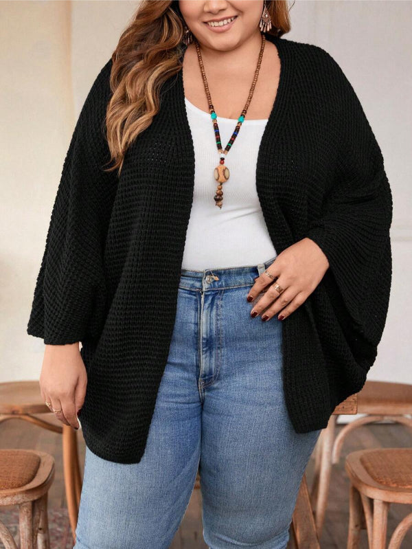 Plus Batwing Long Sleeve Open Front Cardigan